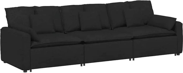 vidaXL Modulares Sofa Schwarz mit Kissen und Armlehnen, Polsterung aus Stoff und Schaumstoff, B/T/H: 324 x 105 x 64 cm - Bild 1