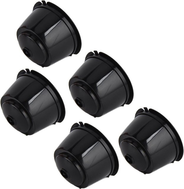 KaiSai 5er Set wiederverwendbare Kaffeekapseln für Dolce Gusto inklusive Löffel, Schwarz - Bild 1