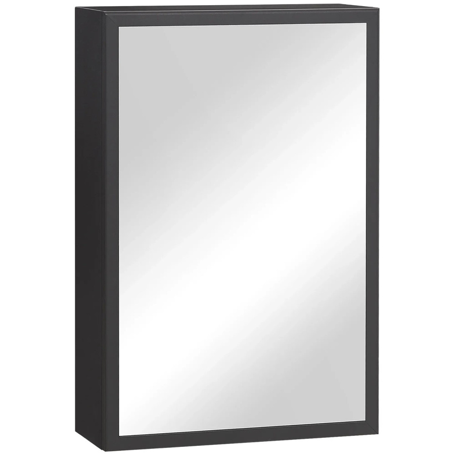 Kleankin Spiegelschrank Schwarz mit Edelstahl und Glasfronten für das Badezimmer, B/T/H: 40 x 15 x 60 cm - Bild 2