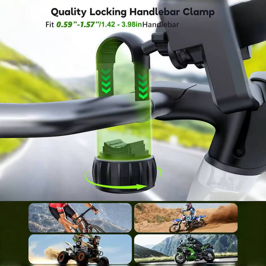 Universeller Handyhalter für Motorrad und Fahrrad mit Vibrationsdämpfer und verstellbarer Lenkerhalterung in Schwarz für iPhone und Samsung Smartphones - Bild 3