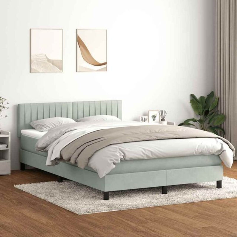 vidaxl Boxspringbett mit Matratze aus Samt in Grau, B/T/H: 160 x 220 x 78 cm - Bild 1