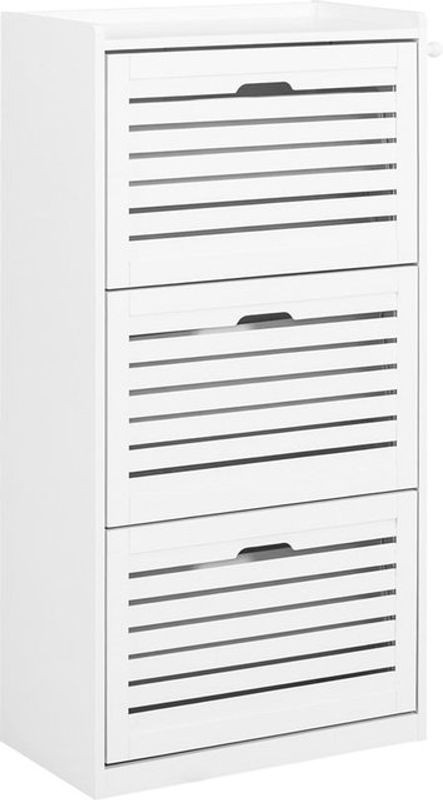 SoBuy Schuhschrank mit 3 Drehtüren in Weiß, Modern, B/T/H: 55 x 30 x 112 cm - Bild 1