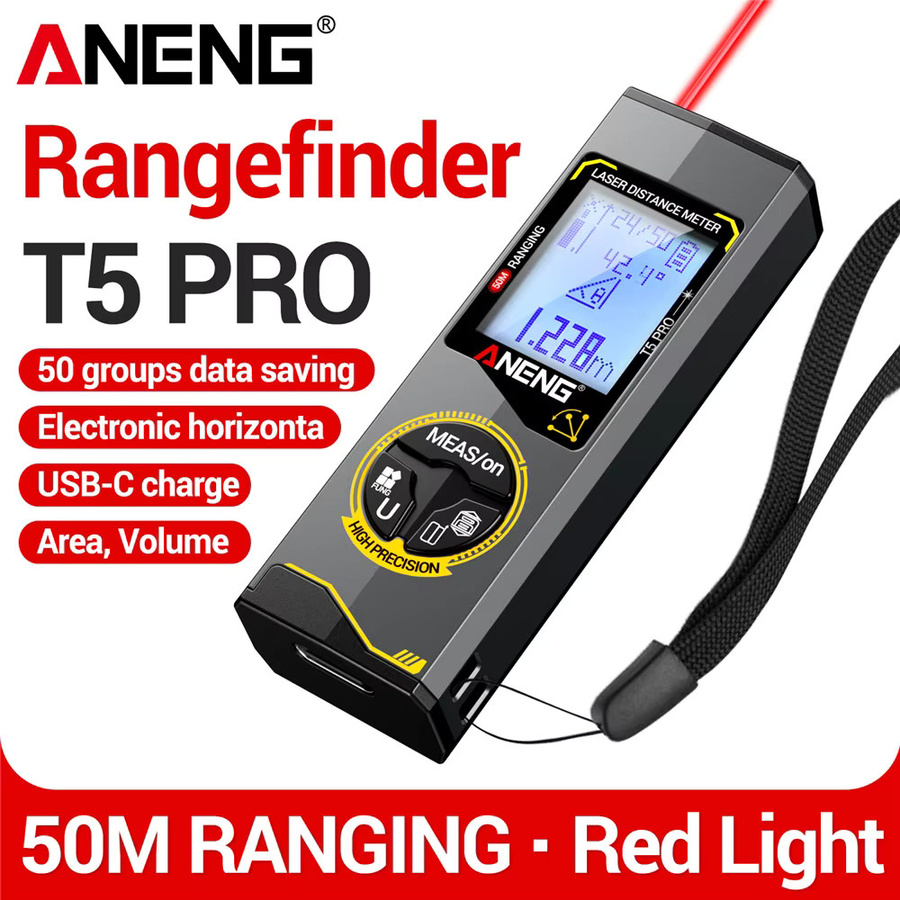 ANENG Laser-Entfernungsmesser T3 T3 Pro T5 T5 Pro in Schwarz mit wiederaufladbarem Akku - Bild 7