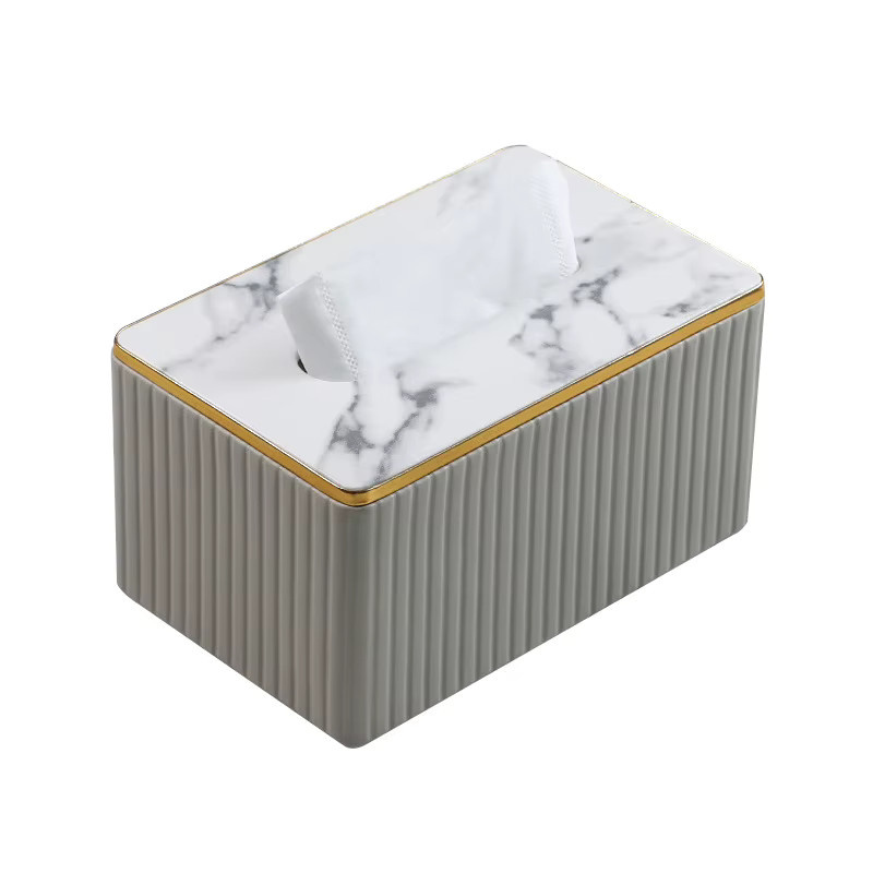 Luxus Taschentuchbox aus Leder in Weiß für Wohnzimmer und Esstisch - Bild 4