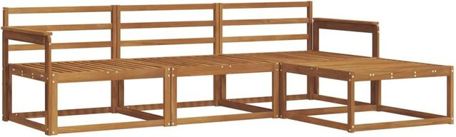 vidaXL Outdoor-Sofagarnitur 4-teilig aus Massivholz Akazie in Braun, L-Form mit Hocker und Armlehnen - Bild 1
