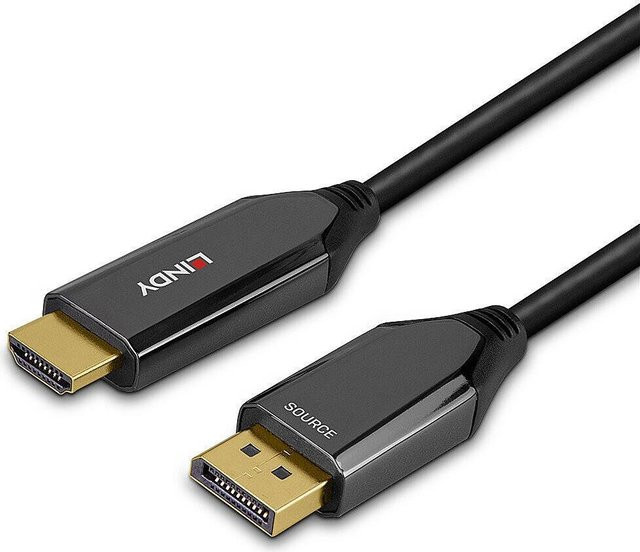 Lindy Aktives Adapterkabel DisplayPort auf HDMI in Schwarz, unterstützt 8K 60 Hz und 4K 120 Hz, Länge: 2,0 m - Bild 2