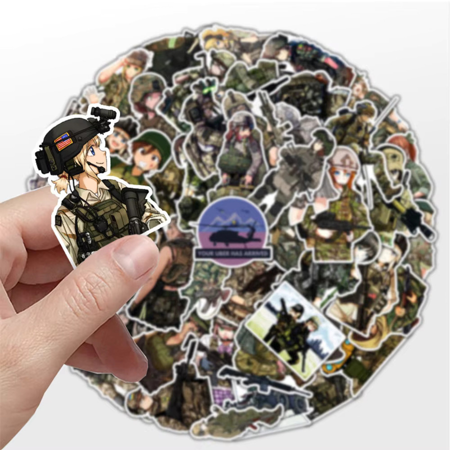 Charile Cartoon Tarnmuster Weibliche Soldaten Aufkleber, Sticker, multicolour - Bild 5