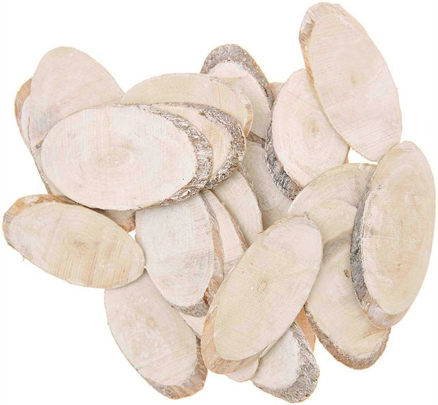 Rico Design Holzscheiben oval beschneit in Braun für Herbst und Weihnachten 200g - Bild 1