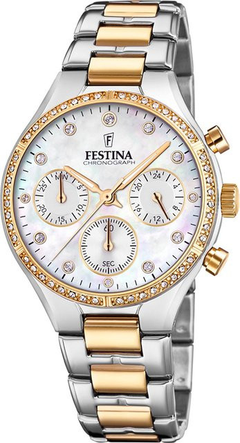 Festina Chronograph, Quarz, Edelstahl, Perlmutt, 36 mm, Damen - Bild 1