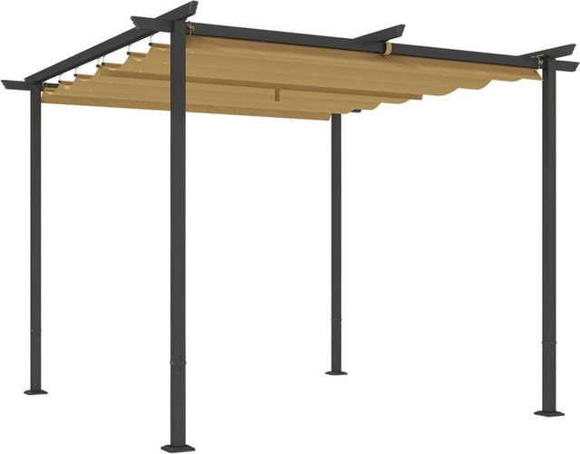 Outsunny Pergola aus Metall in Beige mit Polyesterdach, B/H/L: 300 x 227 x 300 cm - Bild 1