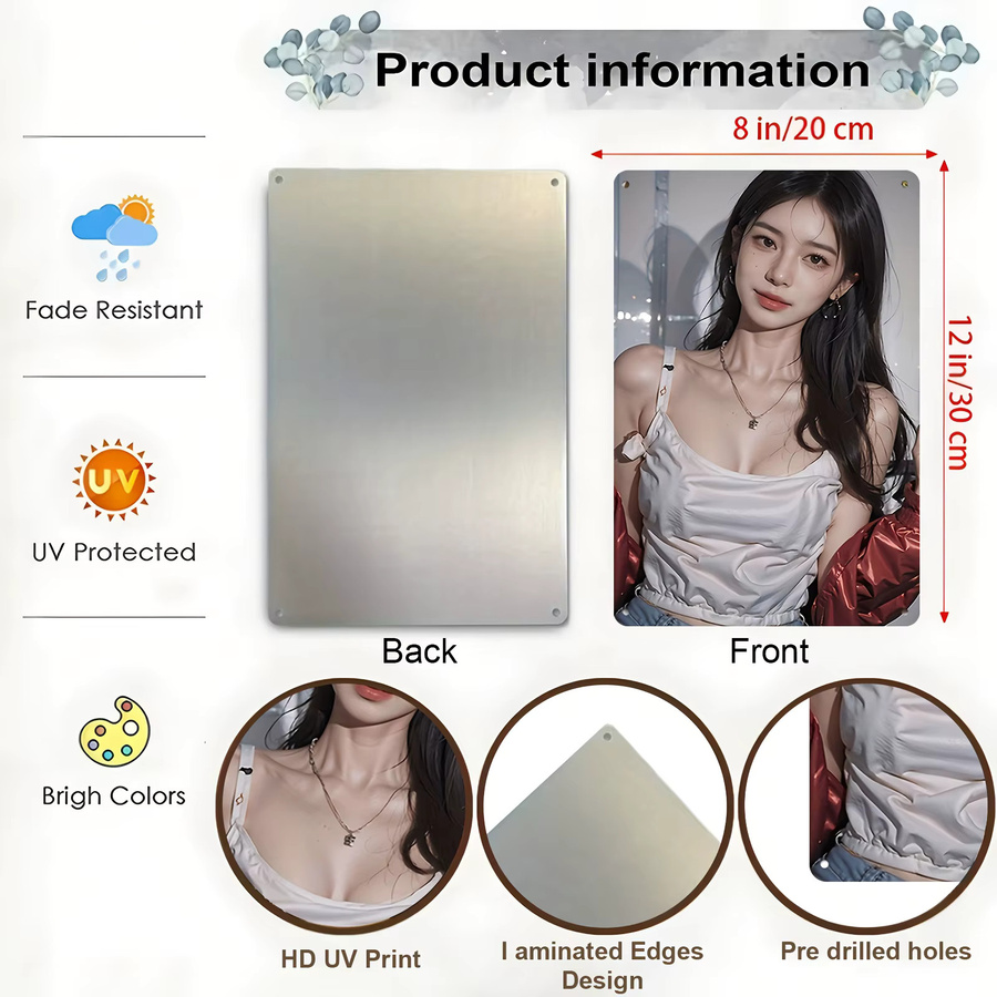 CIFBUY Modernes Bikini Metall-Wandkunst-Poster als 2D-Flach-Aluminiumschild zur Schlafzimmerdekoration - Bild 2