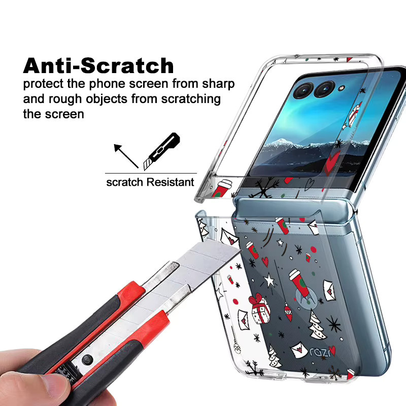 Stoßfeste Handyhülle mit Cartoon-Weihnachtsmotiv für Motorola Razr 50 Ultra, Razr 40 Ultra, 50 und 40, transparent aus hartem PC-Material - Bild 4
