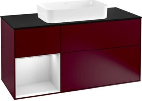V&B Waschtischunterschrank Finion mit Wandbeleuchtung, Breite: 120 cm, Farbe: Weiß lackiert - Bild 1