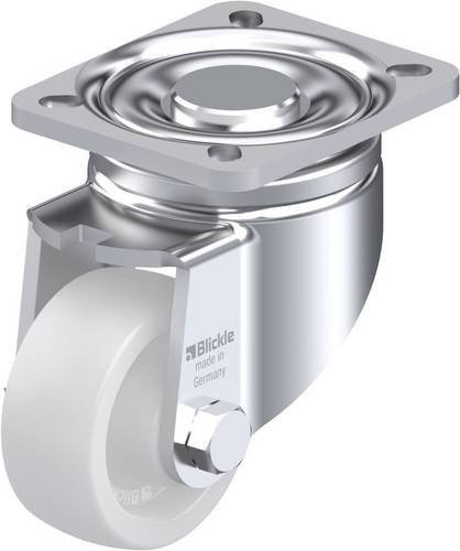 Blickle Lenkrolle LH-SPO 75G in Silber mit weißem Kunststoffrad, Rad-Durchmesser: 75 mm, Tragfähigkeit: 300 kg - Bild 1