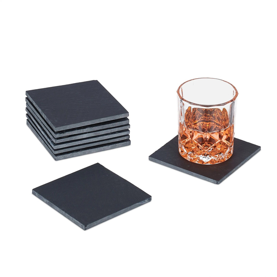 Relaxdays Schiefer Untersetzer Anthrazit 8er Set B/T/H: 10 x 10 x 0,7 cm - Bild 2