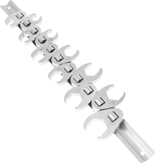 Toorise 11-teiliges Crowfoot-Schraubenschlüssel-Set für 3/8-Zoll-Antrieb mit gravierten Größen 10–22 mm und Aufbewahrungsregal - Bild 1