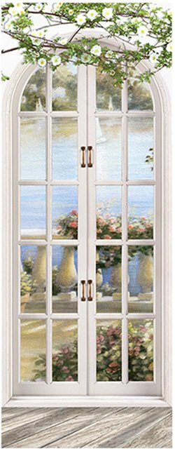 Abnehmbarer 3D-Türaufkleber von Meterk mit floralem Naturdesign in Multicolour, selbstklebender Vinyl-Wandaufkleber für Tür und Wand - Bild 1