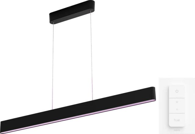 Philips Hue Ensis Pendelleuchte Schwarz mit Dimmer und RGB LED-Beleuchtung - Bild 1