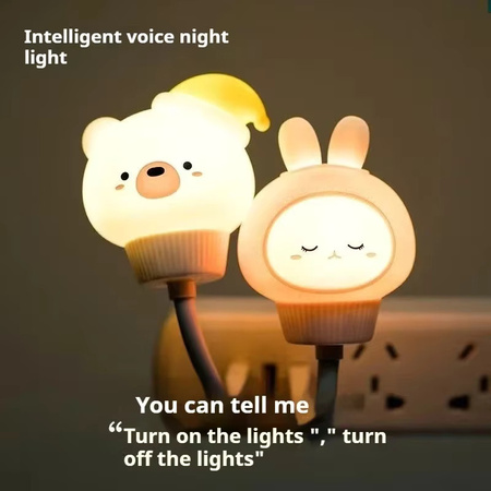 Feimefeiyou USB LED Nachtlicht mit Sprachsteuerung aus Silikon in Weiß für Kinder und Babyzimmer