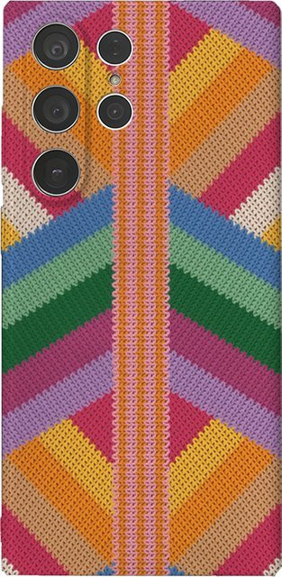 Potdemiel Handyhülle mit gestricktem Regenbogen-Puzzle-Design für Samsung Galaxy S25 S24 S23 Ultra Plus A35 A199 in Multicolour mit glänzender HD-Hartschale - Bild 1