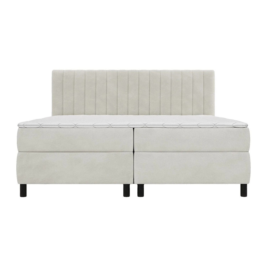 Vente-unique Boxspringbett Donisi, gepolstert in Samt, Hellgrau, Breite: 210 cm - Bild 1