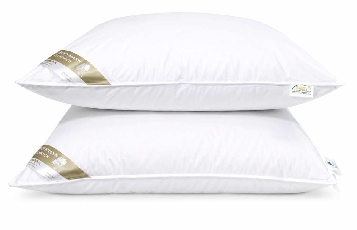 2er Set Betten Hofmann Parade Federkissen extra hoch, Farbe: Weiß, B/T/H: 80 x 60 x 0 cm, Füllgewicht: 1200 g pro Kissen - Bild 1