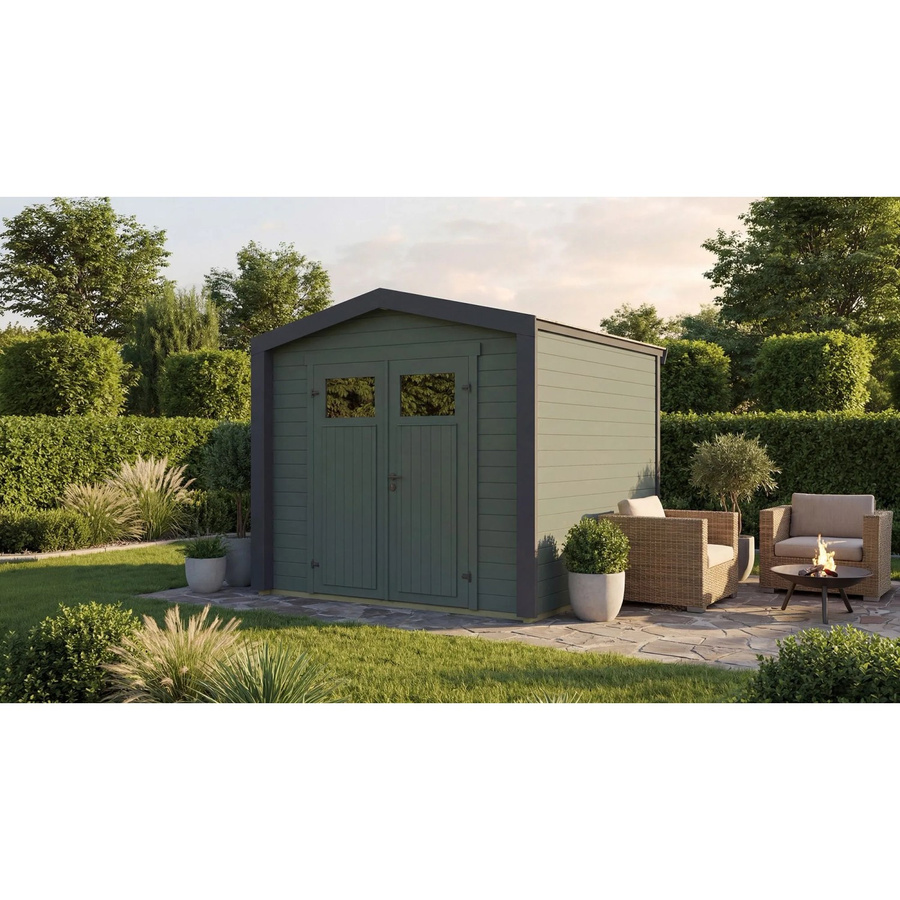 Weka Gartenhaus Killarney Satteldach in Anthrazit-Grün B/T/H: 248 x 235 x 246 cm - Bild 2
