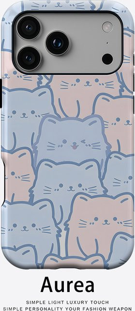 Aurea Case Matte Bumper MagSafe Schutzhülle für iPhone 13 bis 17 Pro Max in Pastell Katzen-Doodle Design - Bild 1