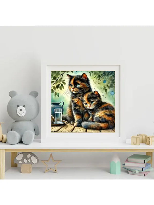 Momoart Katzen-Diamantmosaik DIY Stickerei mit Tiermotiv in Mehrfarbig für Wandkunst und Dekoration - Bild 4