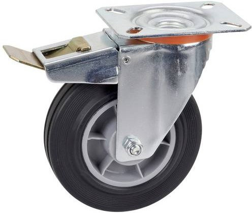 Dörner + Helmer Lenkrolle 716872 aus verzinktem Stahl, Farbe: Silber, Rad-Durchmesser: 125 mm, Tragfähigkeit: 100 kg - Bild 1