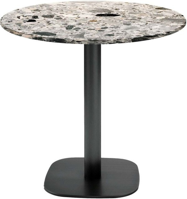 RestooTab Tisch Round runder Esstisch in Grau/Terrazzo und Schwarz, H: 75 cm, Ø: 70 cm - Bild 1