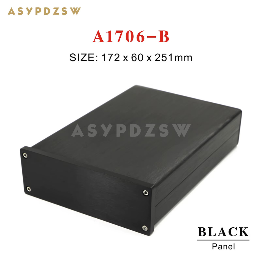 A1706-B Vollaluminium AMP-Gehäuse für Vorverstärker und DAC/PSU-Box in Schwarz oder Silber - Bild 1