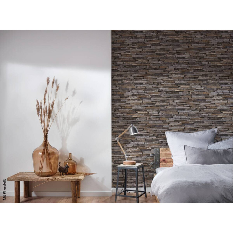 A.S. Création Vliestapete in Beige, Blau und Braun mit modernem abstrakten Naturdesign, B/H: 53 x 1005 cm - Bild 2