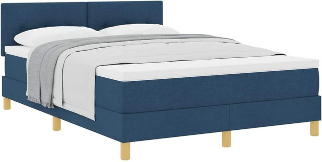 vidaXL Boxspringbett Hybrid mit Matratze und Kopfteil in Blau, B/T/H: 160 x 200 x 280 cm - Bild 1