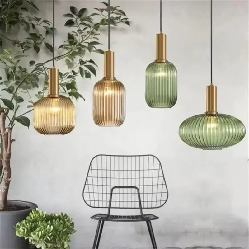 ZIMULONG Retro Pendelleuchte aus buntem Glas für Wohnzimmer und Schlafzimmer mit E27 Fassung - Bild 2