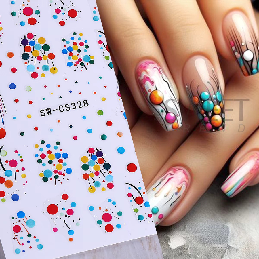 SWEET TREND Nagelaufkleber, bunte Tupfen, Glänzend, Unisex - Bild 2