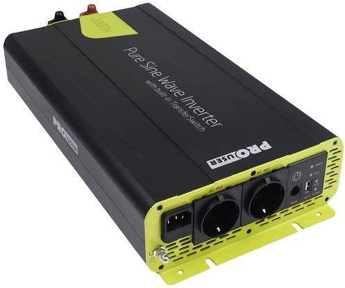 ProUser Wechselrichter PSI2000TX 2000W 12V - 230V/AC in Schwarz mit Fernbedienung, USV-Funktion und Netzvorrangschaltung sowie USB-A Anschlüssen - Bild 1