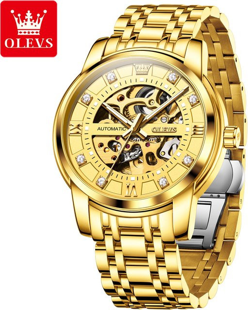 OLEVS Armbanduhr Automatik, Edelstahl, Diamant, Herren - Bild 1
