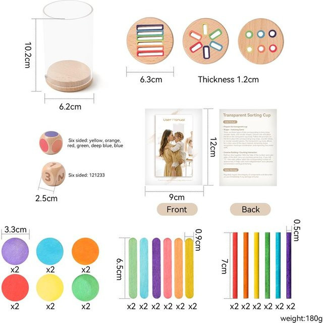Binchi Outdoor Product Montessori Holz Farbsortierspielzeug, Bunt / Mehrfarbig - Bild 1