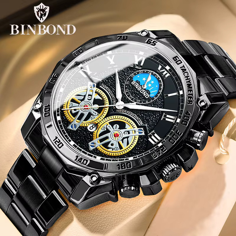 BINBOND Armbanduhr Quarz, Edelstahl, Silber, Herren - Bild 1
