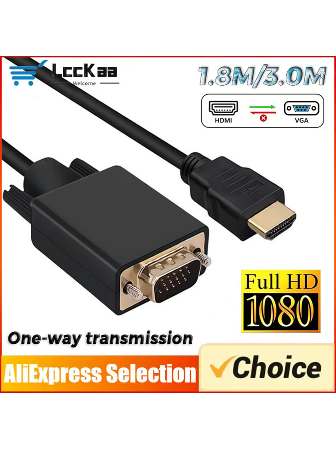 LccKaa HDMI auf VGA Adapter Video-Audio-Konverter in Schwarz für Desktop, Laptop, PC, TV, Monitor und Projektor mit 1080P Auflösung - Bild 6