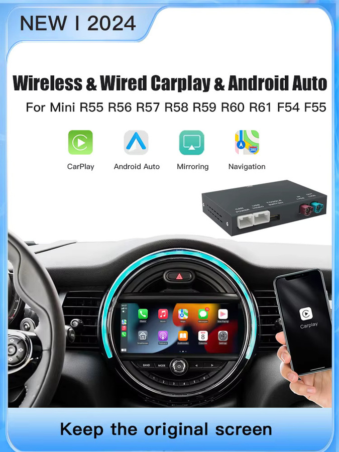 AUTOABC Kabelloses CarPlay und Android Auto Interface für Mini R55 R56 R57 R58 R59 R60 R61 F54 F55 Clubman Countryman Hardtop John Cooper F56 F57 in Schwarz - Bild 5