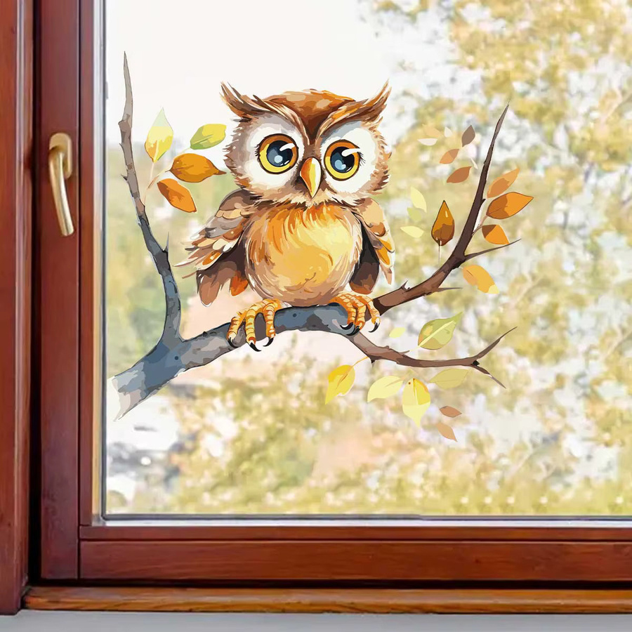 BRUP PVC-Fensteraufkleber für Kinderzimmer mit Eule und Baumzweig Motiv, abnehmbare Glasdekoration für dein Schlafzimmer - Bild 3