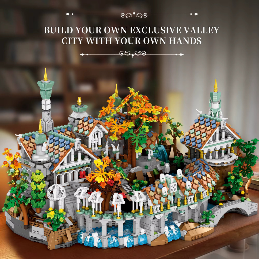 Barweer Klemmbausteine Bausatz Der Herr der Ringe Elf Rivendell Architektur Modell mit 4406 Teilen, Mehrfarbig - Bild 4