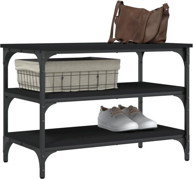 vidaXL Schuhbank Schwarz aus Holzwerkstoff und Metall B/T/H: 70 x 38,5 x 49 cm - Bild 1