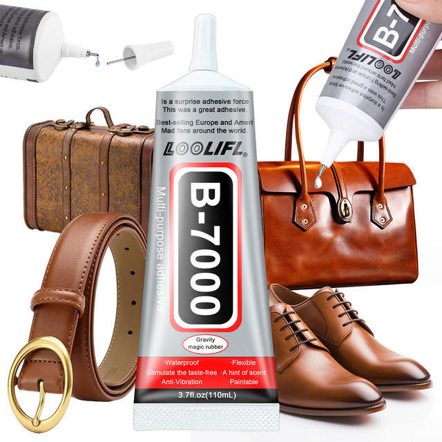 LOOLIFL B-7000 Lederreparaturkleber, transparent, hochfester Klebstoff für Schuhe und Taschen, waschbar und rückstandsfrei - Bild 1