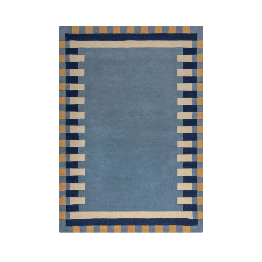Flair Rugs Wollteppich Kai Wool Border in Blau, handgeknüpft, geometrisches Design, B/T: 120 x 170 cm - Bild 2