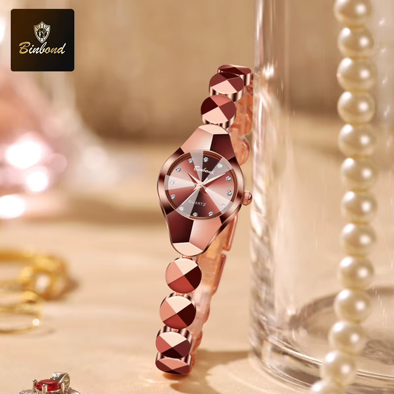 BINBOND Armbanduhr, Quarz, Roségold, Rund, Damen - Bild 3