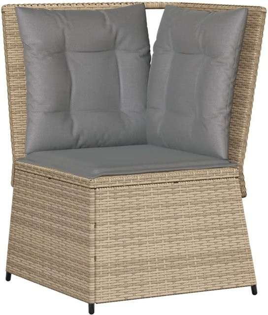 Furnicato Ecksofa für den Garten in L-Form aus beigem Poly-Rattan mit Polsterkissen und Stahlrahmen - Bild 1