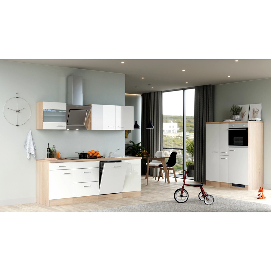 Flex-Well Exclusiv Küchenzeile Valero in Hochglanz Weiß und Sonoma Eiche, Breite: 360 cm, Höhe: 169,5 cm, Tiefe: 60 cm - Bild 2